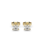 Yellow Gold Round Shape Diamond Martini Stud Earrings With Prong Setting.